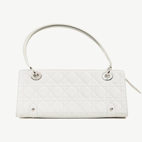 Christian Dior Lady Dior East-West White Leather Double Handle Bag - Picture 4 of 14